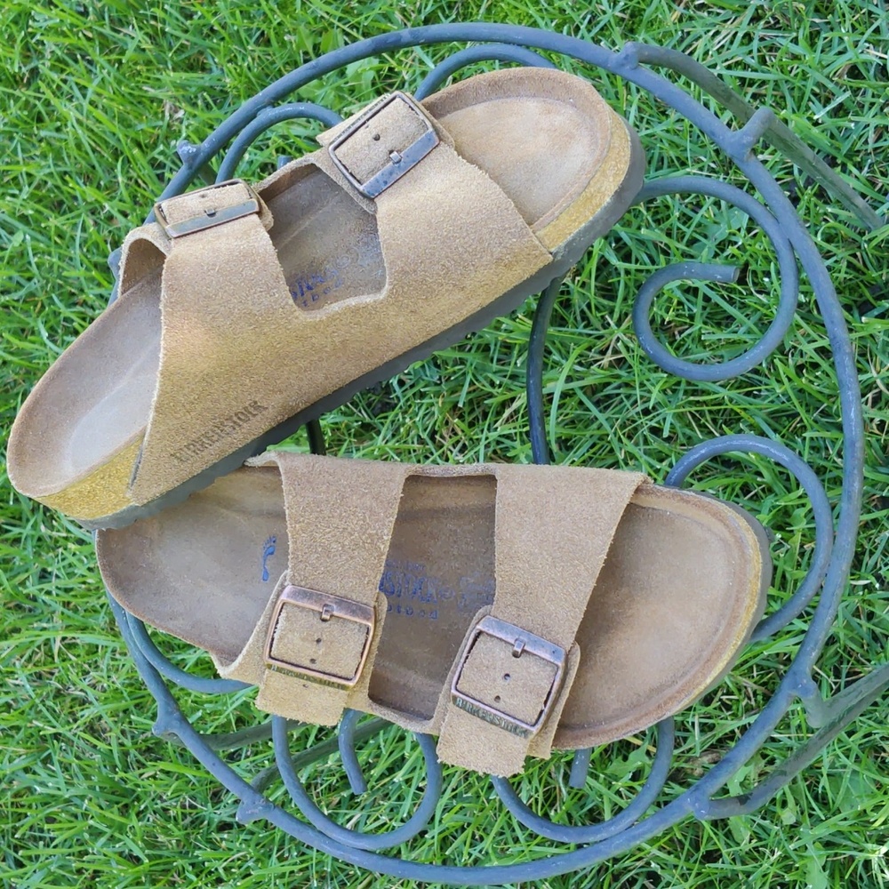 NEW Birkenstock Arizona Taupe Suede Leather Sandals!🌼